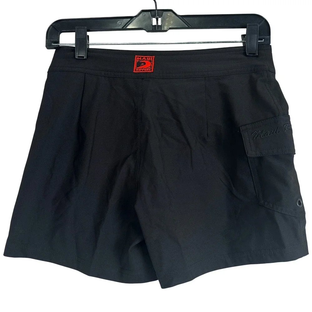 Maui Rippers Board Shorts Women 0 Black 4-Way Stretch Cargo Pocket Surf Swimwear
